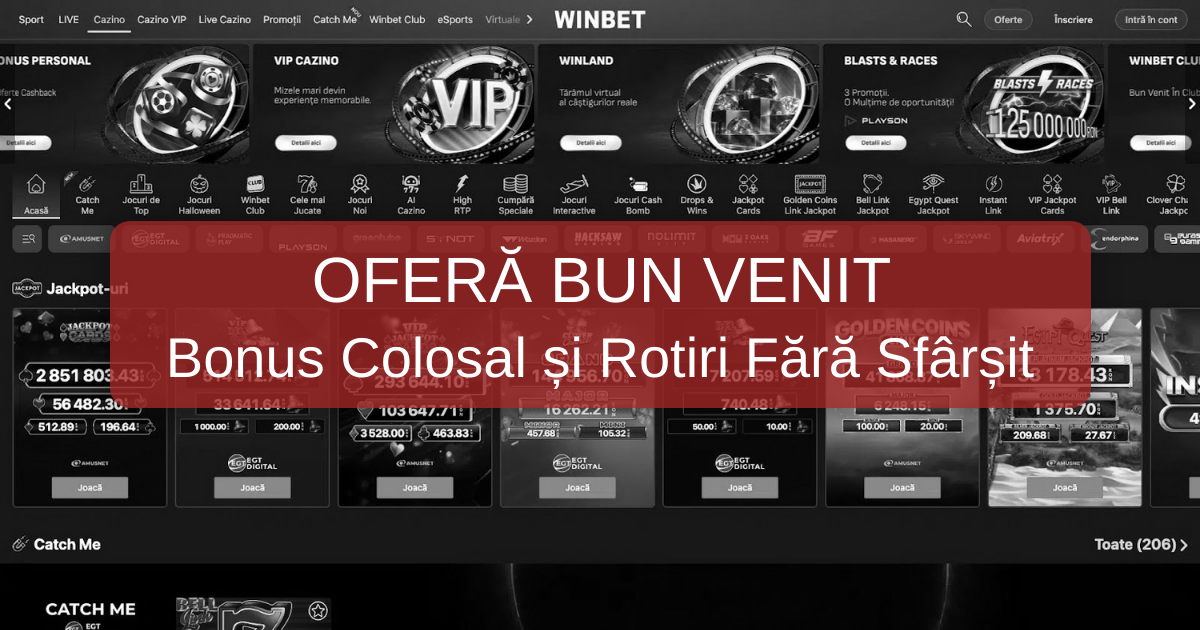 Bonusul de bun venit Winbet Casino Bonus și oferta de rotiri gratuite